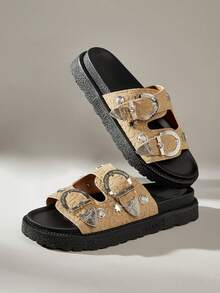 Solecia 女士厚底坡跟凉鞋 - 卡其色 - 查看 5