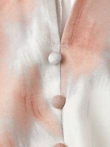 SHEIN MOD 紫色扎染无袖连衣裙，立领，腰部系带 - 粉色 - 查看 3