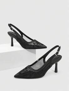 CUCCOO SZL Women's Pointed Toe Buckle Design Everyday Versatile Fashion High Heels - Black - View 1