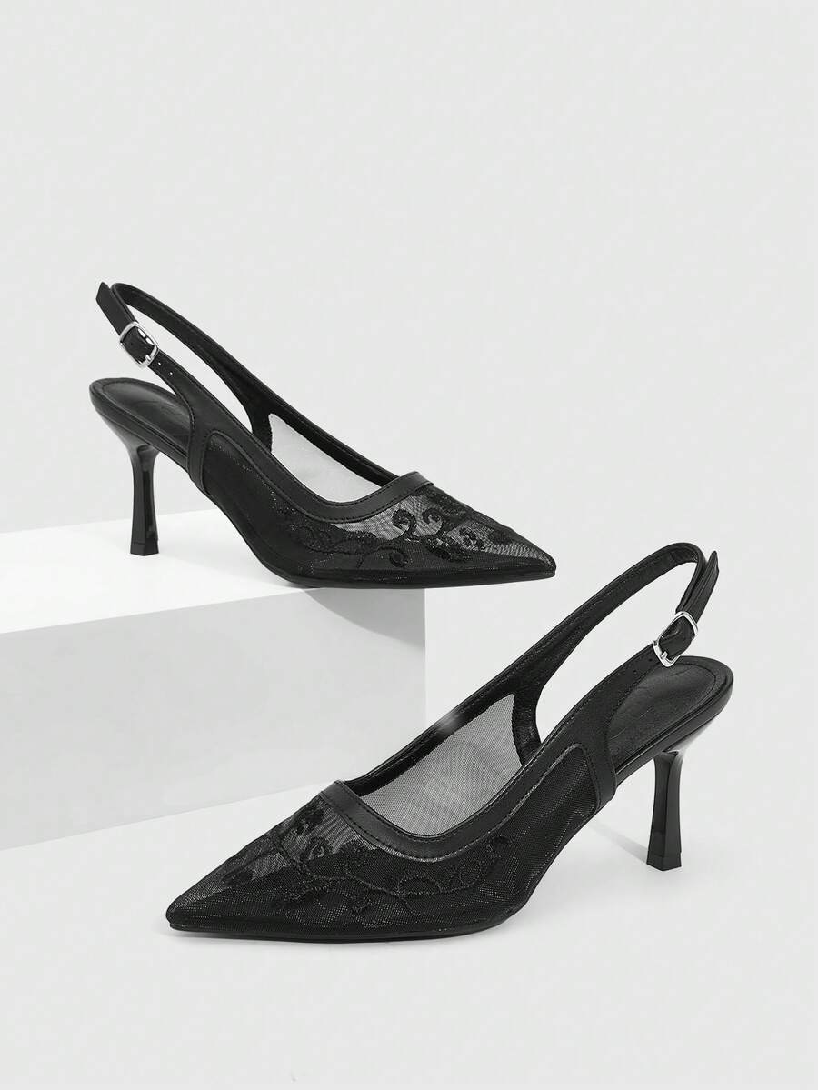 CUCCOO SZL Women's Pointed Toe Buckle Design Everyday Versatile Fashion High Heels - Black - View 1