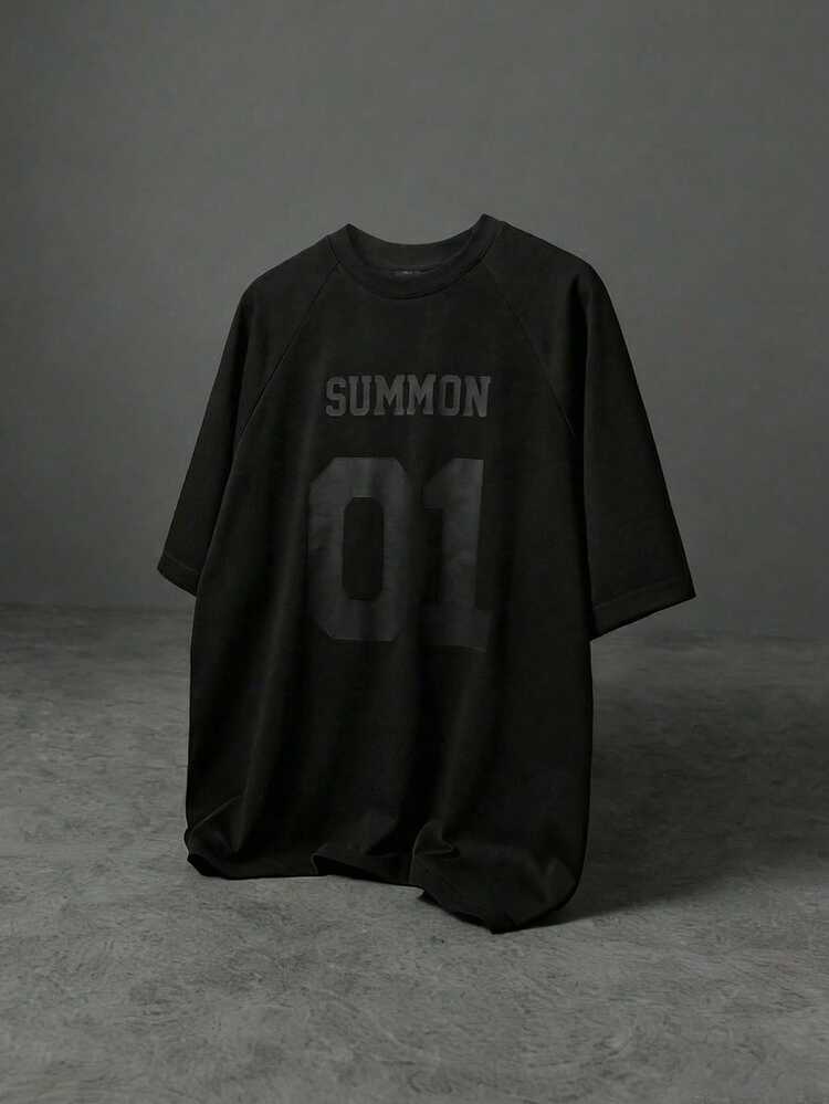 Camiseta de cuello redondo con estampado de texto