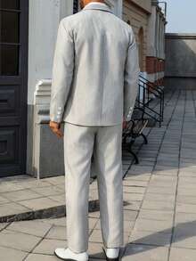 Manfinity Mode Men's Business Commuter Suit Set (Jacket And Pants) - Grey - View 2