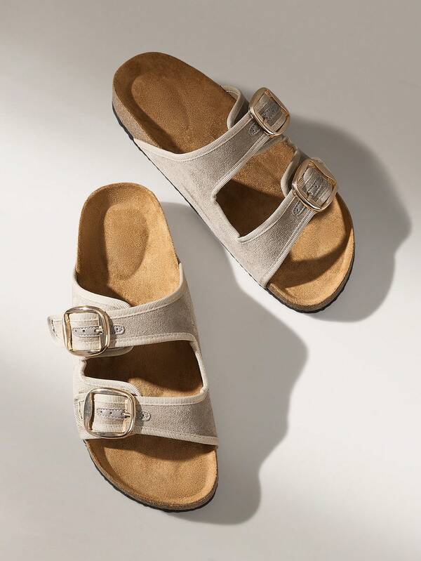 Solecia Women's Buckle Design Casual Fashionable Flat Sandals