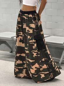 StreetHx 女士休闲抽绳腰带迷彩牛仔迷你裙，适合约会和外出穿着 - 彩色 - 查看 1