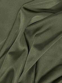 SHEIN 女士纯色V领系带优雅吊带衫 - 軍綠色 - 查看 4