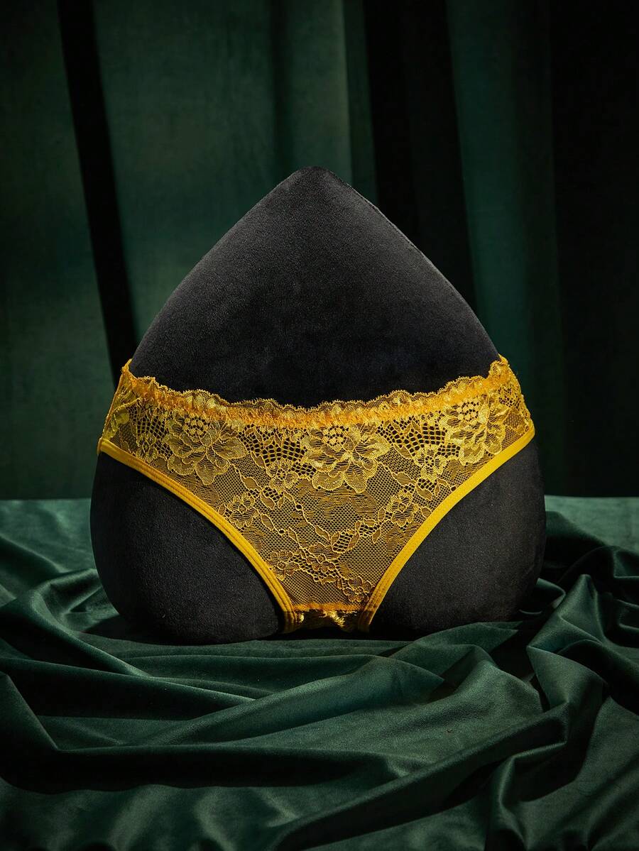 SpicyHot 1 chiếc quần lót ren đen gợi cảm dành cho nữ - Màu vàng - Xem 1