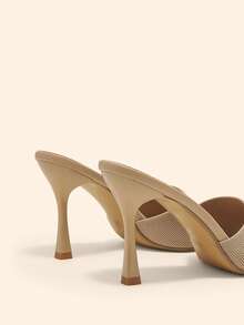 CUCCOO BASICS 女士尖头细高跟针织一体式舒适透气日常通勤凉鞋，杏色 - 杏色 - 查看 5