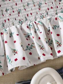 Sparklyn Áo sơ mi tay ngắn cổ vuông in họa tiết tối giản dành cho bé gái tuổi teen - Màu be - Xem 4