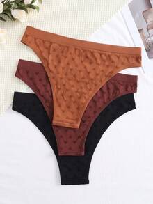 NudeFit 3件装女士加大码无缝纯色低腰三角裤 - 彩色 - 查看 7