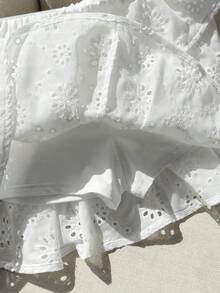 SHEIN Tween Girls Jacquard Weave White Princess Cute & Sweet Skirt - White - View 4