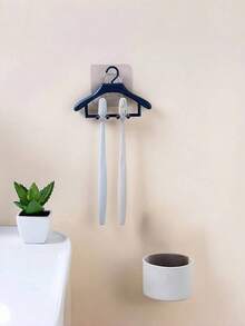 Joivida Creative Mini Hanger-Shaped Toothbrush Holder Wall-Mounted Drill-Free Toothbrush Storage Rack For Couples Bathroom Vanity Toothpaste And Toothbrush Organizer Space-Saving Home Storage Tool - Multicolor - View 12