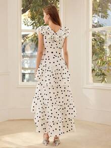 MOTF PREMIUM 女士波点印花荷叶边连衣裙 - 黑與白 - 查看 3