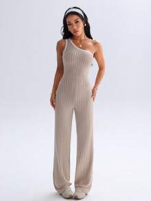 Easithlete 1 pieza Mono sin mangas para mujer con diseño de costura para deportes, correr, entrenamiento, yoga - Caqui - Ver 4