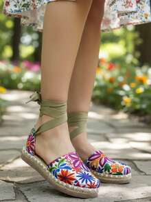 Espadrilles With Ankle Straps - White - View 4