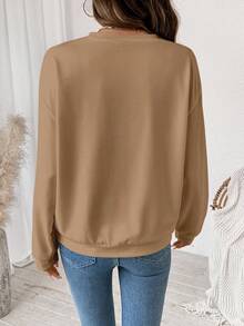 SHEIN LUNE Women's Casual Leopard Print Bow Graphic Round Neck Loose Fit Long Sleeve Sweatshirt - Multicolor - View 2