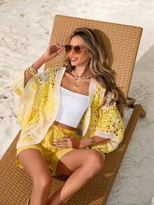 Sylviya Women's Casual Crochet Knit Cardigan Sweater,Vacation Summer Clothes Vacation Outfits Women Vacation Outfits Women Summer Tops Beach Vacation Outfits Woman Vacation Tops - Multicolor - View 3