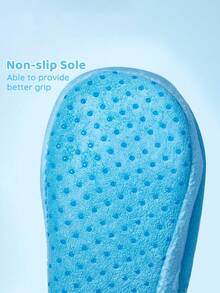 SHEIN | PAW Patrol Cute Printed Pattern Cartoon Blue Boys Children's Soft Plush Warm Elastic Heel Slippers Toddlers & Little Kids Indoor House Non-Slip Shoes, Lightweight And Durable, Anti-Slip Silicone Dots,Unisex Girls Home Bedroom Air-Conditioned Room Spring, Autumn And Winter,Dogs,Chase,Rubble, - Baby Blue - View 3