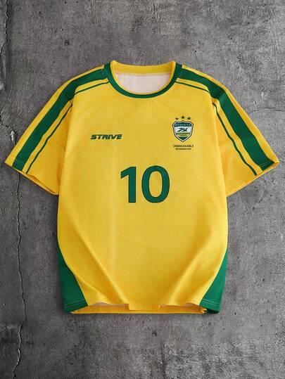 AXEPEAK Men's Casual Colorblock Numeric Print Short Sleeve T-Shirt, Summer