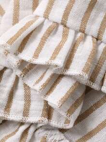 Dazy Kids Tween Girls' Dropped Shoulder Short Sleeve Front Button Striped Cardigan Loungewear - White - View 6