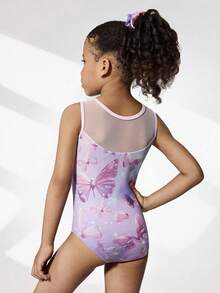 SHEIN Bộ 2 món đồ tập thể dục dụng cụ cho bé gái, áo liền quần và quần short, họa tiết dễ thương và trang trí đính đá, phù hợp cho mặc thường ngày, thể thao và thi đấu. - Hồng - Xem 2