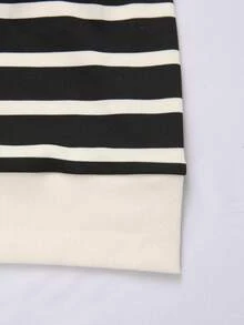 GlowEve 女士条纹纽扣设计休闲时尚吊带背心 - 黑與白 - 查看 5