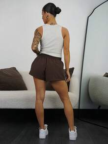 SAYEHFBABY Women's Elastic Waist Side Stripe Loose Shorts, Summer Winter Clothes  Christmas Y2K  New Year Casual Goong Out  Sporty Shorts Y2K Brown Shorts - Chocolate Brown - View 2