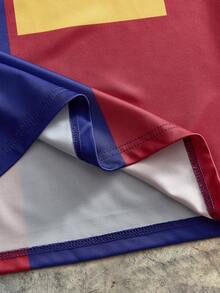 AXEPEAK Men's Graphic T-Shirt With Patchwork Prints Team Apparel Short-Sleeved Top - Multicolor - View 6