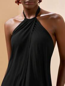 Zivah 2025休闲沙滩度假露背系带罩衫连衣裙 - 黑色 - 查看 6