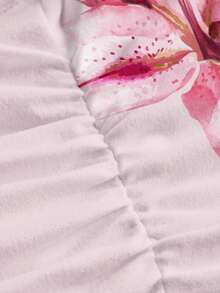 SHEIN EZwear 休闲简约系带深V领修身百搭印花衬衫 - 彩色 - 查看 3