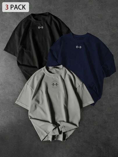 Sport MetroGents 男士字母图案印花圆领休闲短袖运动T恤