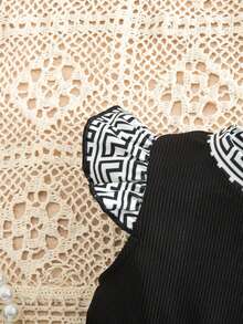 SHEIN 少女经典碎花泡泡袖连衣裙，优雅时尚，适合春夏休闲户外穿着。 - 黑色 - 查看 7