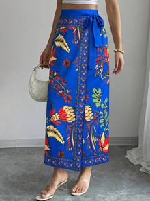 Elenzga Women's All-Over Print Knotted Casual/Holiday Skirt - Multicolor - View 4