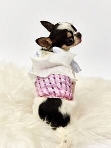 PETSIN 粉色休闲宠物连衣裙，适合春夏季 - 粉色 - 查看 2