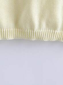 Franclia Women's Round Neck Pale Yellow Sleeveless Knit Top, Fashionable & Versatile For Spring/Summer Vacation - Yellow - View 4