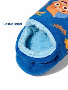 Blippi X SHEIN Cute Cartoon Dinosaurs Blue Children Boys Non-Slip Indoor Slippers Toddlers & Kids Soft Plush Warm Winter House Shoes, Lightweight And Durable, Anti-Slip Silicone Dots,Home Bedroom Air-Conditioned Room Spring, Autumn And Winter - Blue - View 4
