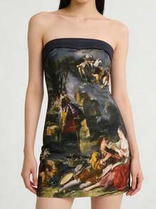 Glimmora Women's Figure Print Fitted Bandeau Mini Dress - Multicolor - View 3