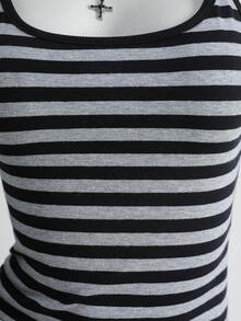 少女日常休闲时尚条纹吊带背心 - 黑色 - 查看 4