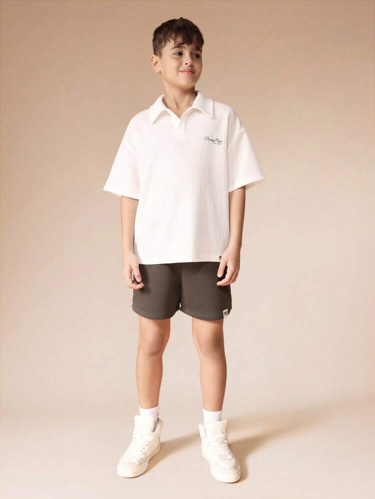 Collared Polo Shirt With Shorts Set
