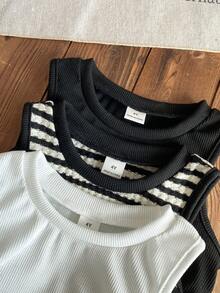 SHEIN 3件套少女针织圆领褶皱休闲背心套装 - 彩色 - 查看 7