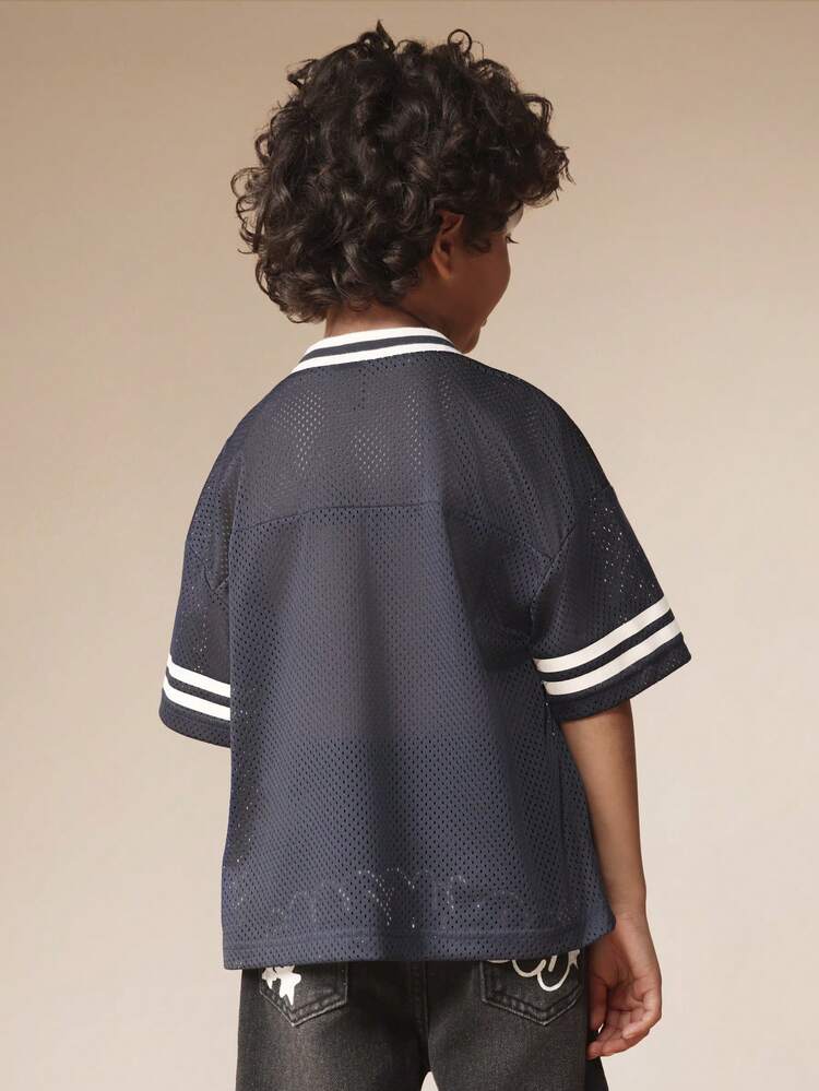 Oversized Jersey Tee With Athletic Badges