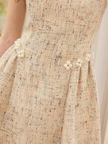 MOTF PREMIUM FAUX PEARL DETAIL APPLIQUES DRESS - Apricot - View 2