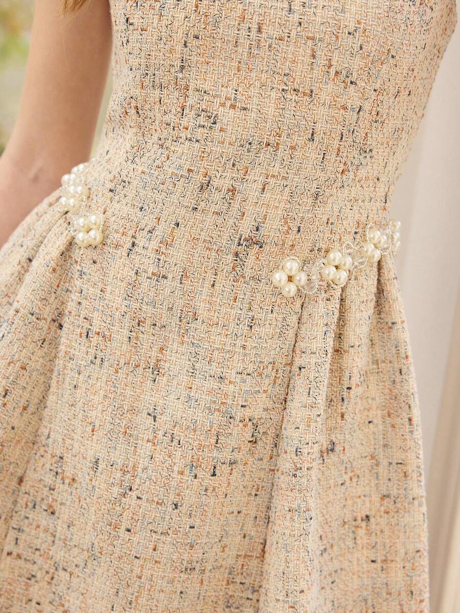 MOTF PREMIUM FAUX PEARL DETAIL APPLIQUES DRESS - Apricot - View 2