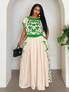 Veslaya 大码新品/复活节/西部风/海滩风/波西米亚风/波西米亚女装/节日女装/锐舞派对/复活节女装/复古女装/乡村音乐会装/外出装/仙女风/节日装/机场/夏季装 - 綠色 - 查看 4