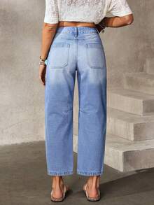 EMERY ROSE Women's Casual Everyday Washed Pocket Tapered Jeans - Blue - View 2