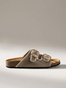 Solecia 女士搭扣设计休闲时尚平底凉鞋 - 灰色 - 查看 2