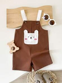 SHEIN Playful Pals Baby Boys' Pocket Jumpsuit - Brown - View 5
