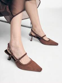 Mnmlis Women's Fashion Buckle Backstrap Comfortable Flats Valentine's Day - Brown - View 6