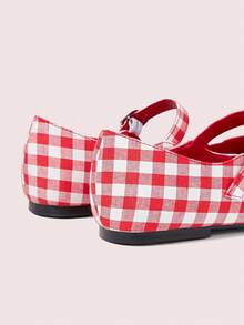 CUCCOO DOLLMOD Round Toe Comfortable Pink Bow Fashionable And Elegant Women's Flat Shoes Spring Shoes Spring Break Easter Valentine's Day - Big red white plaid - View 9