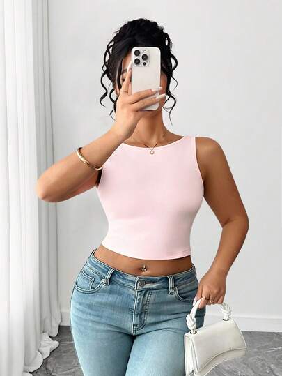 Elenzga Plus Size Women Criss-Cross Backless Tie Strap Camisole Top