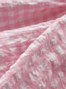 Elamini Women's Pink Plaid Bow Tie Waist Ruffle Hem Dress, Suitable For Dates, Picnics, Vacations, Versatile - Pink - View 6